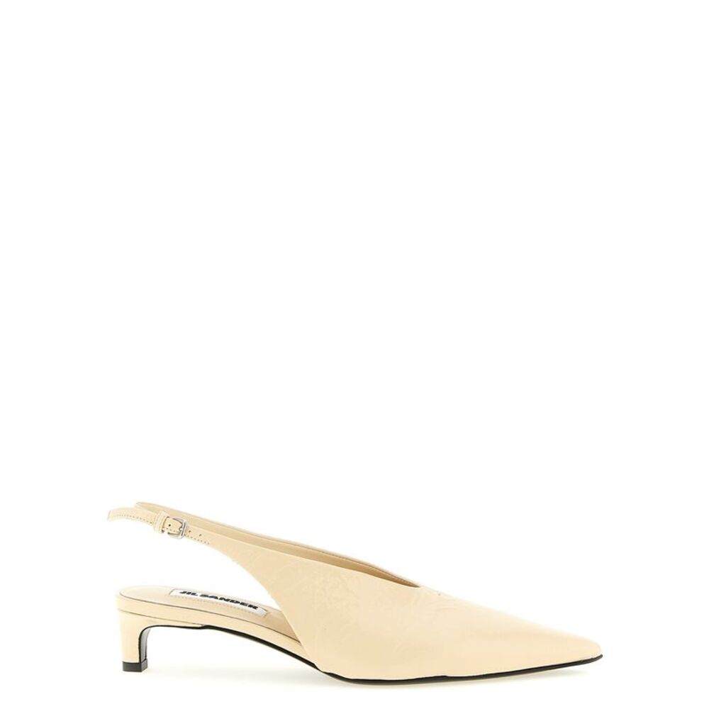 Jil Sander Beige Calfskin Mid Heel Women's Pumps